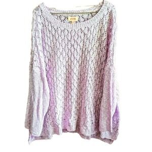 New Evri Women's Sweater Sz 3X Purple Open Knit Minimalist Capsule Feminine